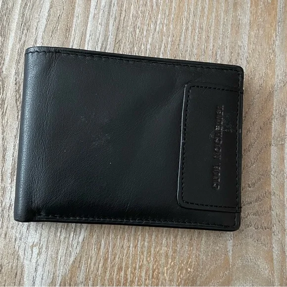 Club Rochelier Black Leather Bifold Wallet Men’s Classic Slim - Picture 1 of 2